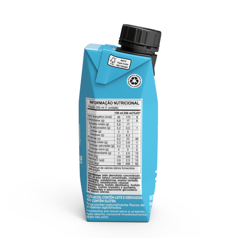 BEBIDA LACTEA PROTEIN ZERO LACTOSE BAUNILHA EMANA 250ML ESQUERDA