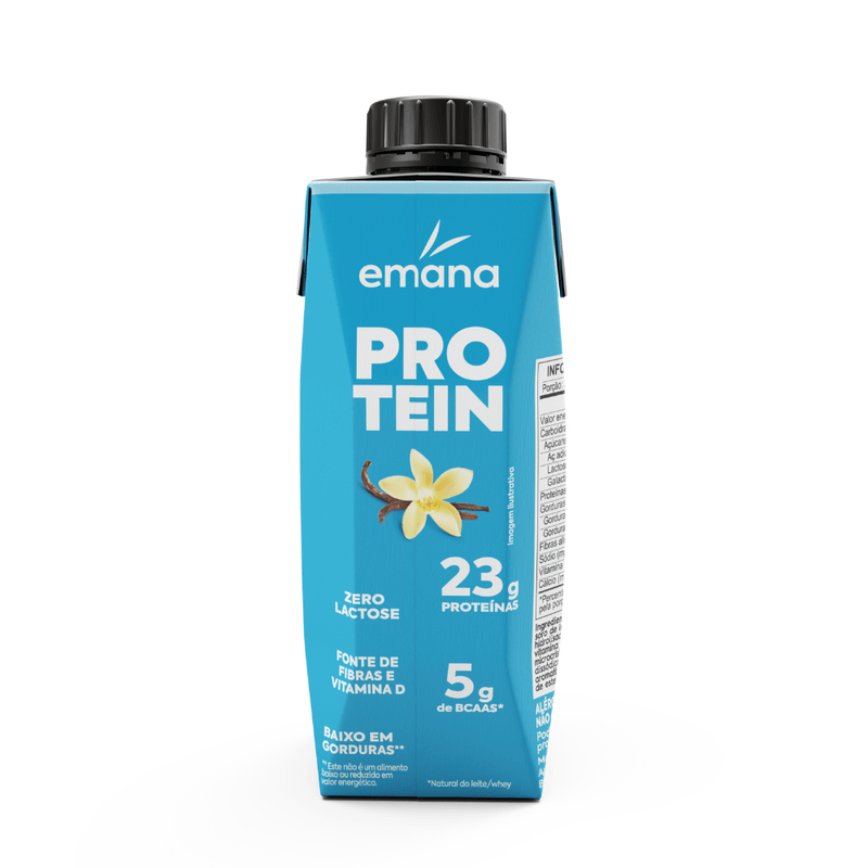 BEBIDA LACTEA PROTEIN ZERO LACTOSE BAUNILHA EMANA 250ML VERSO