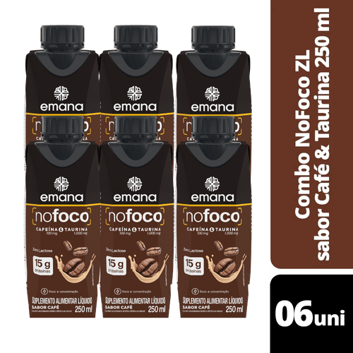 Bebida Protein NoFoco 15g Sabor Café 250ml - 6 Unidades
